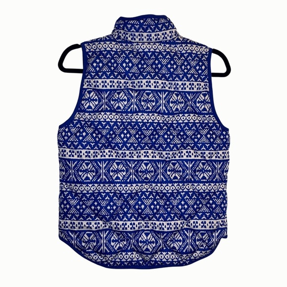 J.Crew Black Label Blue Nordic Vest White Winter Detail Size Medium Preppy - Picture 2 of 9